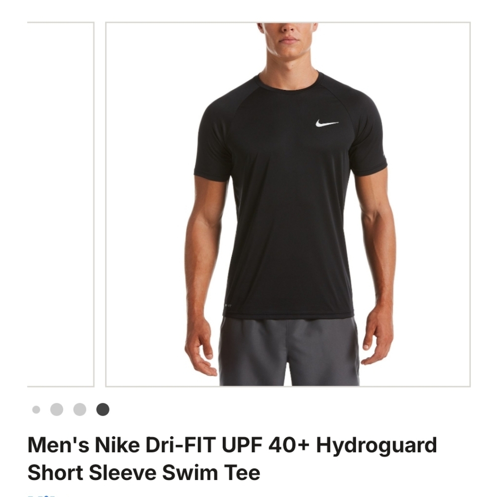 Nike Black Short-Sleeve Hydroguard Swim Tee with White Swoosh